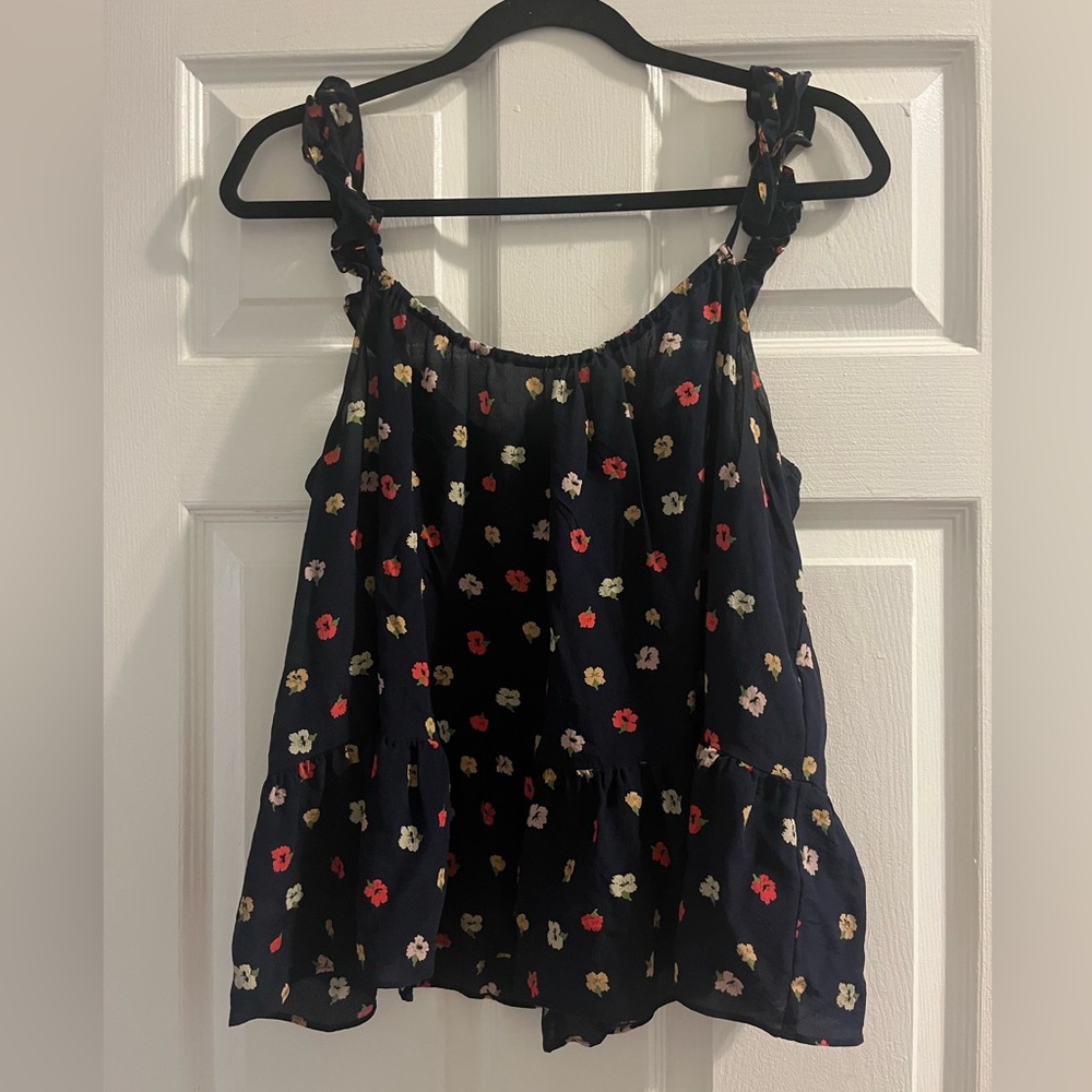 Madewell Silk Ruffle-Strap Cami Top in Confetti Floral
